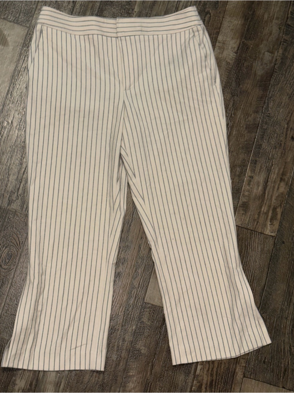 Tommy Hilfiger Beige Pants with Navy Pinstripes